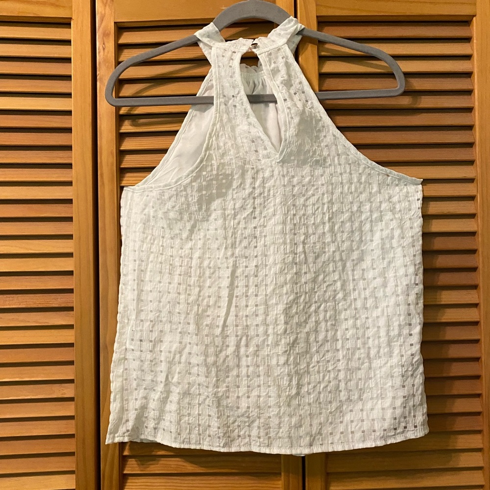 white high neck tank